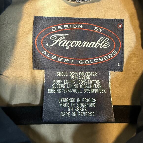 Faconnable Albert Goldberg Bomber Jacket Mens Large Blue Vintage Wool Ribbing - Picture 4 of 10